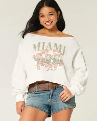 Moletom com estampa Miami e ombros descobertos