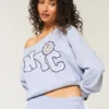 Moletom com estampa NYC e ombros à mostra