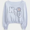 Moletom com estampa NYC e ombros à mostra