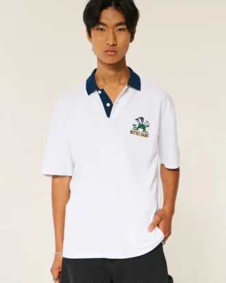 Polo com estampado da Universidade de Notre Dame Fighting Irish