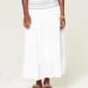 Saia maxi com cintura franzida