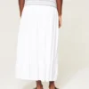Saia maxi com cintura franzida