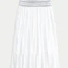 Saia maxi com cintura franzida