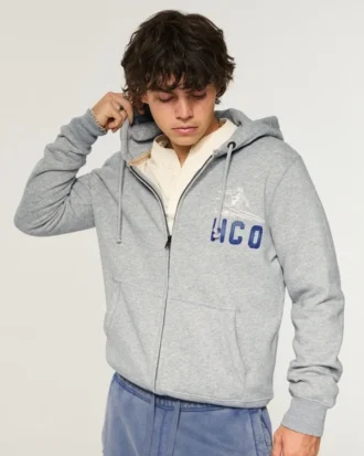 Sweatshirt com capuz e fecho de correr com logótipo Surf da Holiday Vault