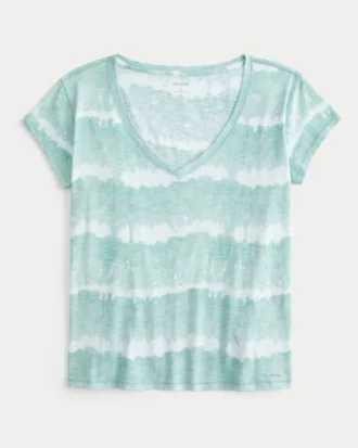 T-shirt com decote em V