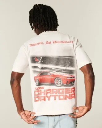 T-shirt com estampa Dodge Charger Daytona, pesada e quadrada