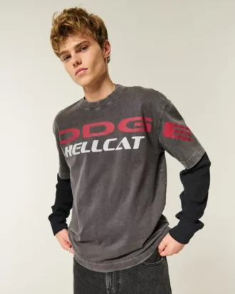T-shirt com estampado Dodge Hellcat, pesada e quadrada