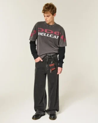 T-shirt com estampado Dodge Hellcat, pesada e quadrada