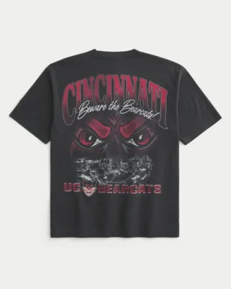 T-shirt com gráfico da Universidade de Cincinnati Bearcats