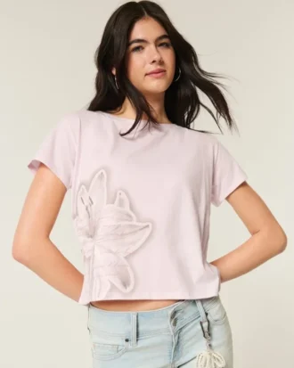 T-shirt com padrão floral e laço fácil de atar nas costas