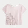 T-shirt com padrão floral e laço fácil de atar nas costas