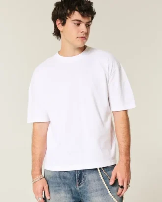 T-shirt curta e larga de malha grossa