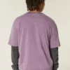 T-shirt curta e larga, pesada e lavada