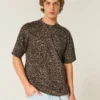 T-shirt de algodão pesado com estampado leopardo