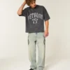 T-shirt de futebol com gráfico Detroit, pesada e folgada