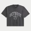 T-shirt de futebol com gráfico Detroit, pesada e folgada