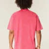T-shirt de gola redonda, pesada e lavada