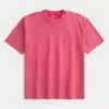 T-shirt de gola redonda, pesada e lavada