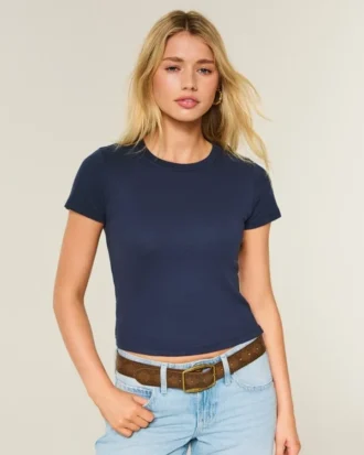 T-shirt de manga curta com gola redonda