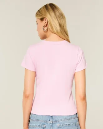 T-shirt de manga curta com gola redonda