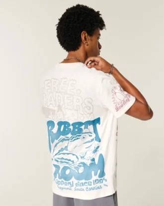 T-shirt descontraída com estampado misto