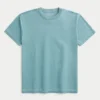 T-shirt descontraída com gola redonda e efeito lavado
