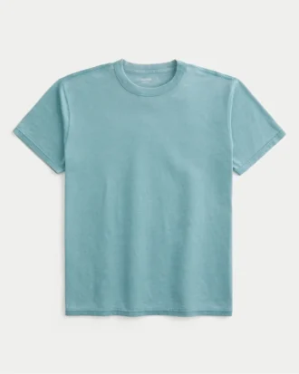 T-shirt descontraída com gola redonda e efeito lavado