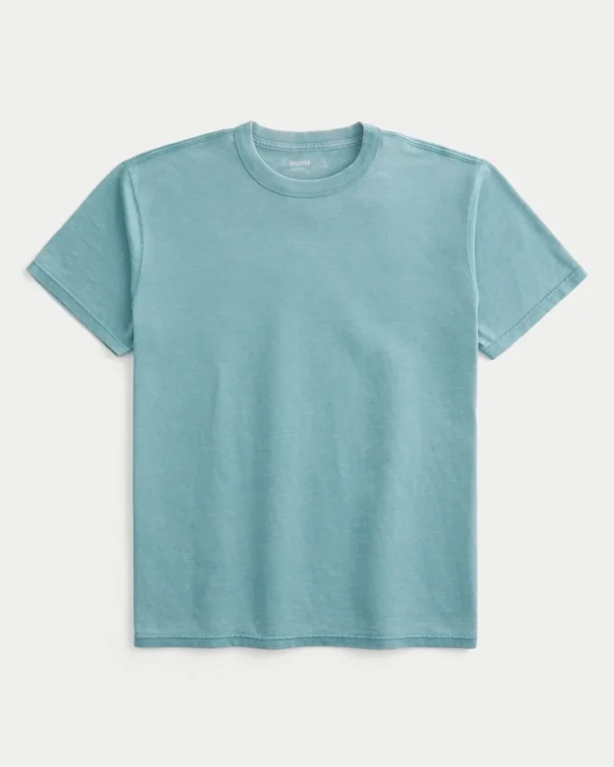 T-shirt descontraída com gola redonda e efeito lavado