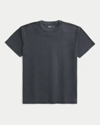 T-shirt descontraída com gola redonda e efeito lavado