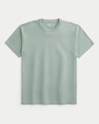 T-shirt descontraída com gola redonda e efeito lavado
