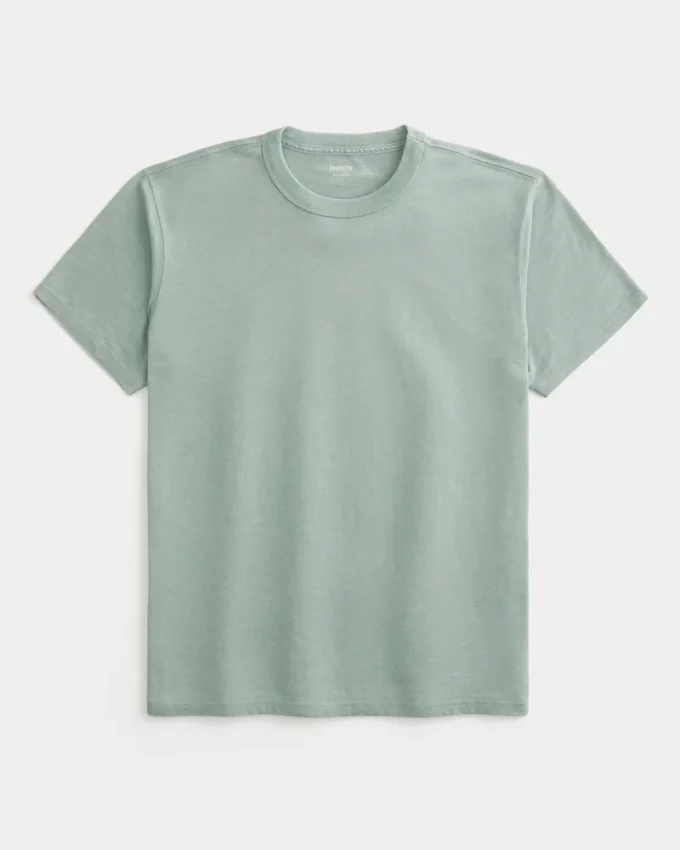 T-shirt descontraída com gola redonda e efeito lavado