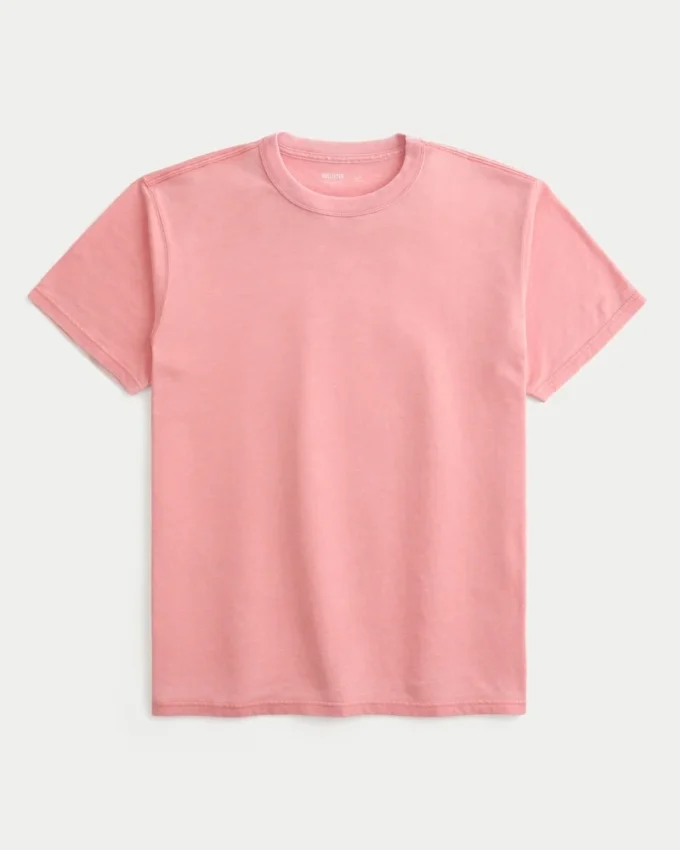 T-shirt descontraída com gola redonda e efeito lavado