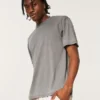 T-shirt descontraída com gola redonda e efeito lavado
