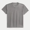 T-shirt descontraída com gola redonda e efeito lavado