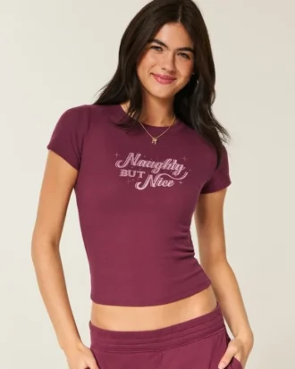 T-shirt infantil com estampa Naughty But Nice