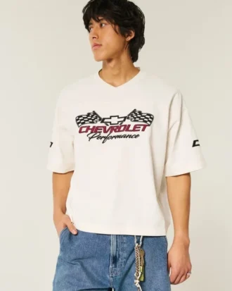 T-shirt larga e pesada com gráfico Chevrolet
