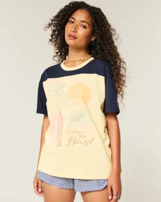 T-shirt oversized com estampa do Brasil