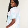 T-shirt oversized com estampado tie-dye e gráfico UV «I Heart»