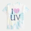 T-shirt oversized com estampado tie-dye e gráfico UV «I Heart»