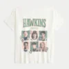 T-shirt oversized com ombros descobertos e estampado Stranger Things