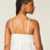 Top babydoll brilhante com bordado simples Top babydoll brilhante com bordado simples