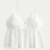 Top babydoll brilhante com bordado simples Top babydoll brilhante com bordado simples