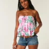 Top babydoll com alças e camadas Top babydoll com alças e camadas