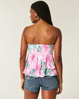 Top babydoll com alças e camadas