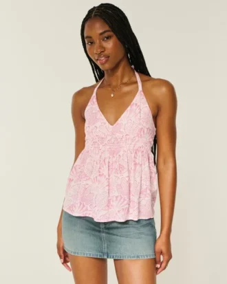 Top babydoll com alças tecidas