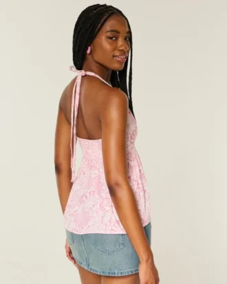 Top babydoll com alças tecidas