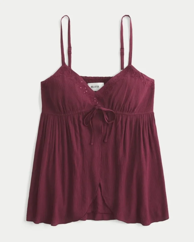 Top babydoll com brilho enrugado Top babydoll com brilho enrugado