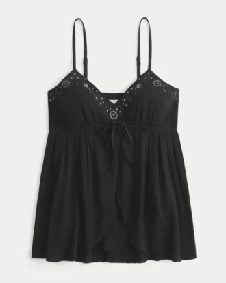 Top babydoll com brilho enrugado