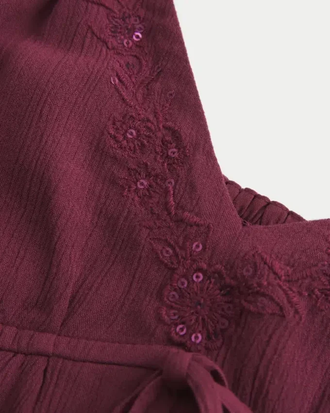 Top babydoll com brilho enrugado Top babydoll com brilho enrugado