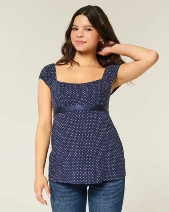 Top babydoll com laço em cetim fácil